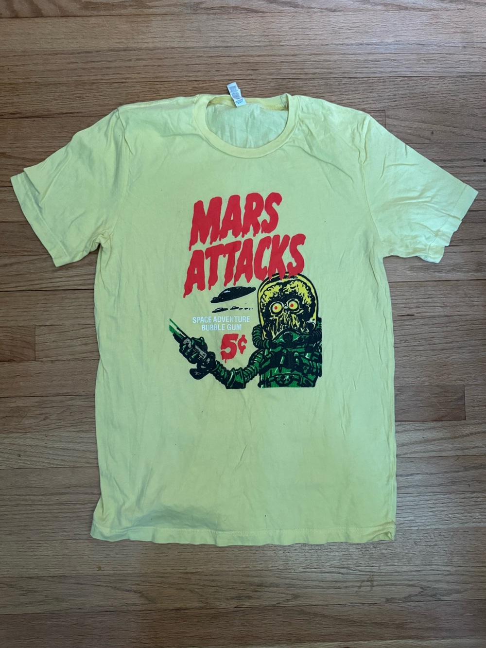 Mars Attacks Graphic Tee - Yellow with Red & Green Print